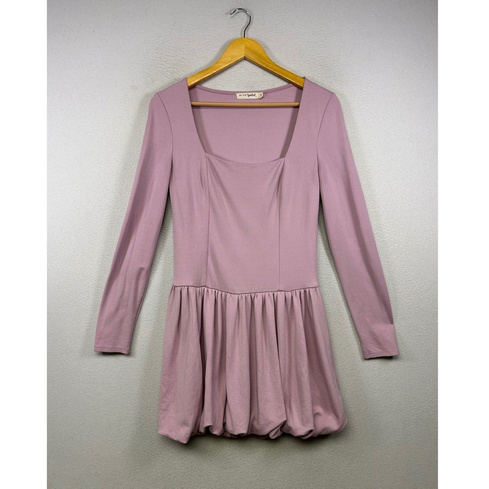 Coquette Balletcore Live To Be Spoiled Womens Large‎ Mauve Bubble Hem Mini Dress
